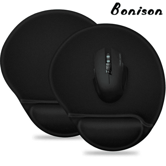2 Pack Ergonomic Mouse Pads with Gel Wrist Rest Support Silicone Mouse Pad with Support Bar, Gaming Mouse Pad with Lycra Cloth, Non-Slip PU Base for Computer Laptop Home Office & Travel Black