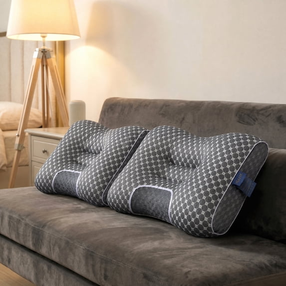 2-Pack Ergonomic Pillows | Honeycomb Breathable Design, Soft Support, Washable & All-Season Use(gray)