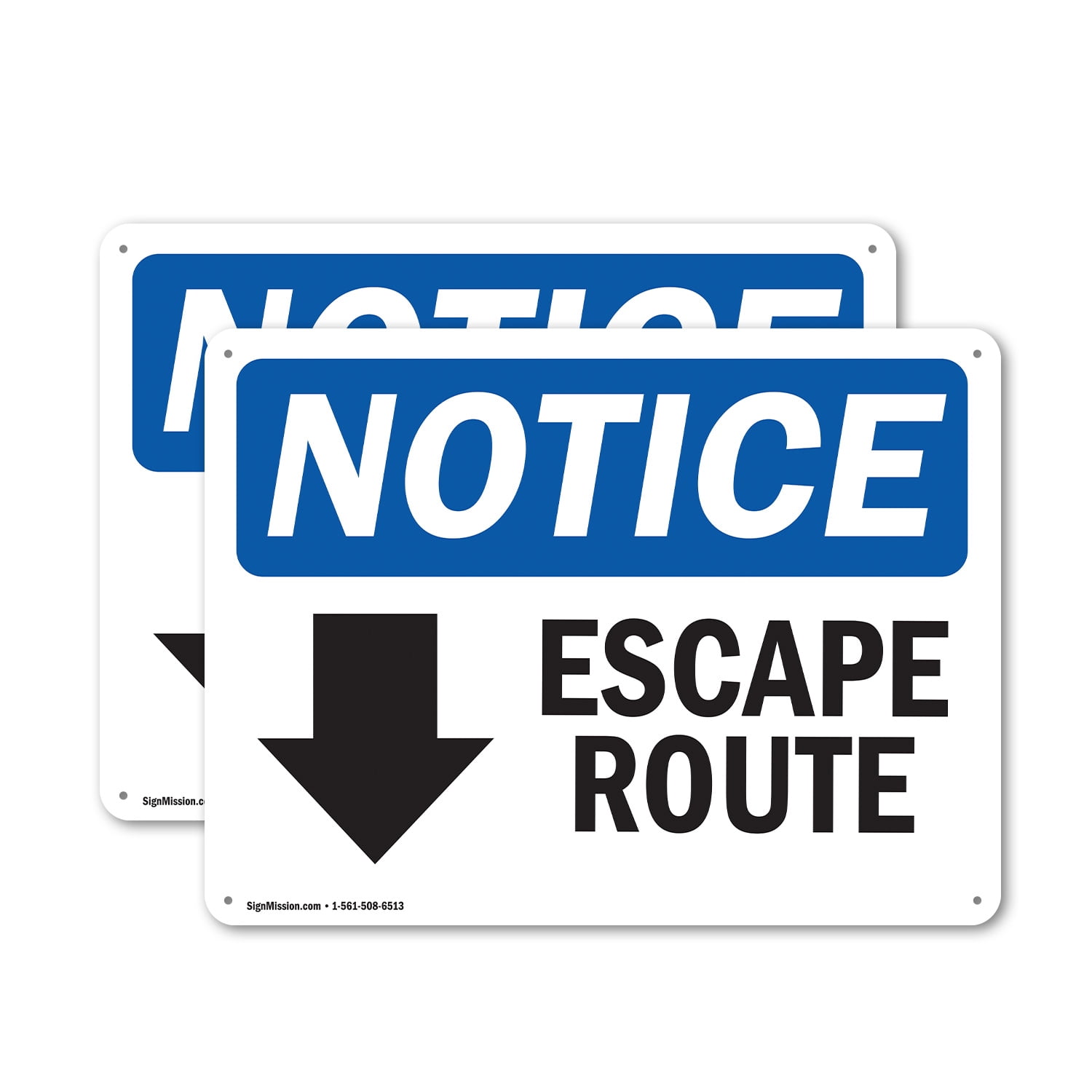 (2 Pack) Escape Route [Down Arrow] OSHA Notice Sign 10 Inch X 7 Inch ...