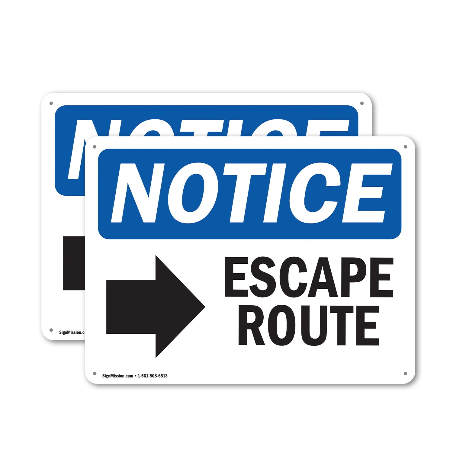 (2 Pack) Escape Route [Right Arrow] OSHA Notice Sign 14 Inch X 10 Inch ...
