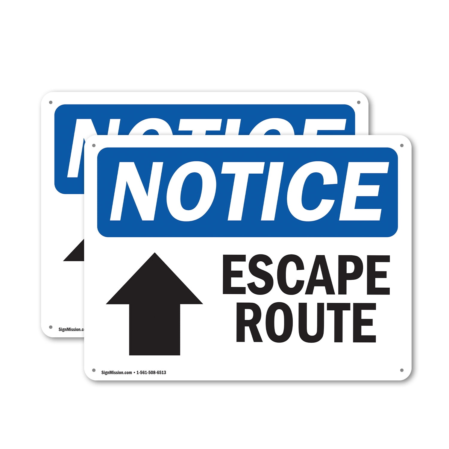 (2 Pack) Escape Route [Up Arrow] OSHA Notice Sign 24 Inch X 18 Inch ...