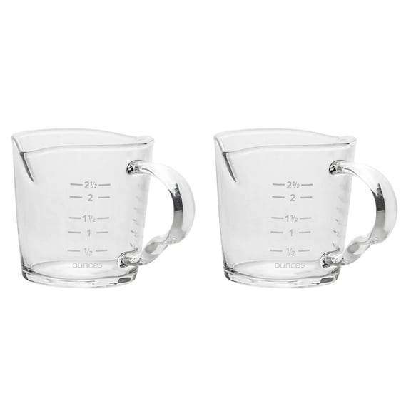 2 Pack Espresso Measuring Glass,3-Ounce Double Spouts Shot Glass with Pouring Handle,Heat Resistant Pitcher