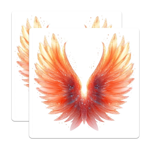 (2 Pack) Ethereal Glowing Wings Stickers - Phoenix Rising Decals - Magical Fantasy Symbol - Spiritual Transformation Art - 5" On Longest Side - Sticks to Smooth Flat Surfaces - Made in USA - BMCS28511