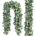 thumbnail image 1 of 2 Pack Eucalyptus Garland Spring Decorations Total 13.1 Ft Lush Silver Dollar Leaves Boxwood Artificial Faux Greenery Vines for Baby Shower Wedding Party Table Runner Room Home Mantle Decor, 1 of 13