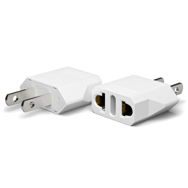 2 Pack Premium USA Plug Adapters, EU to US, China, Australia 