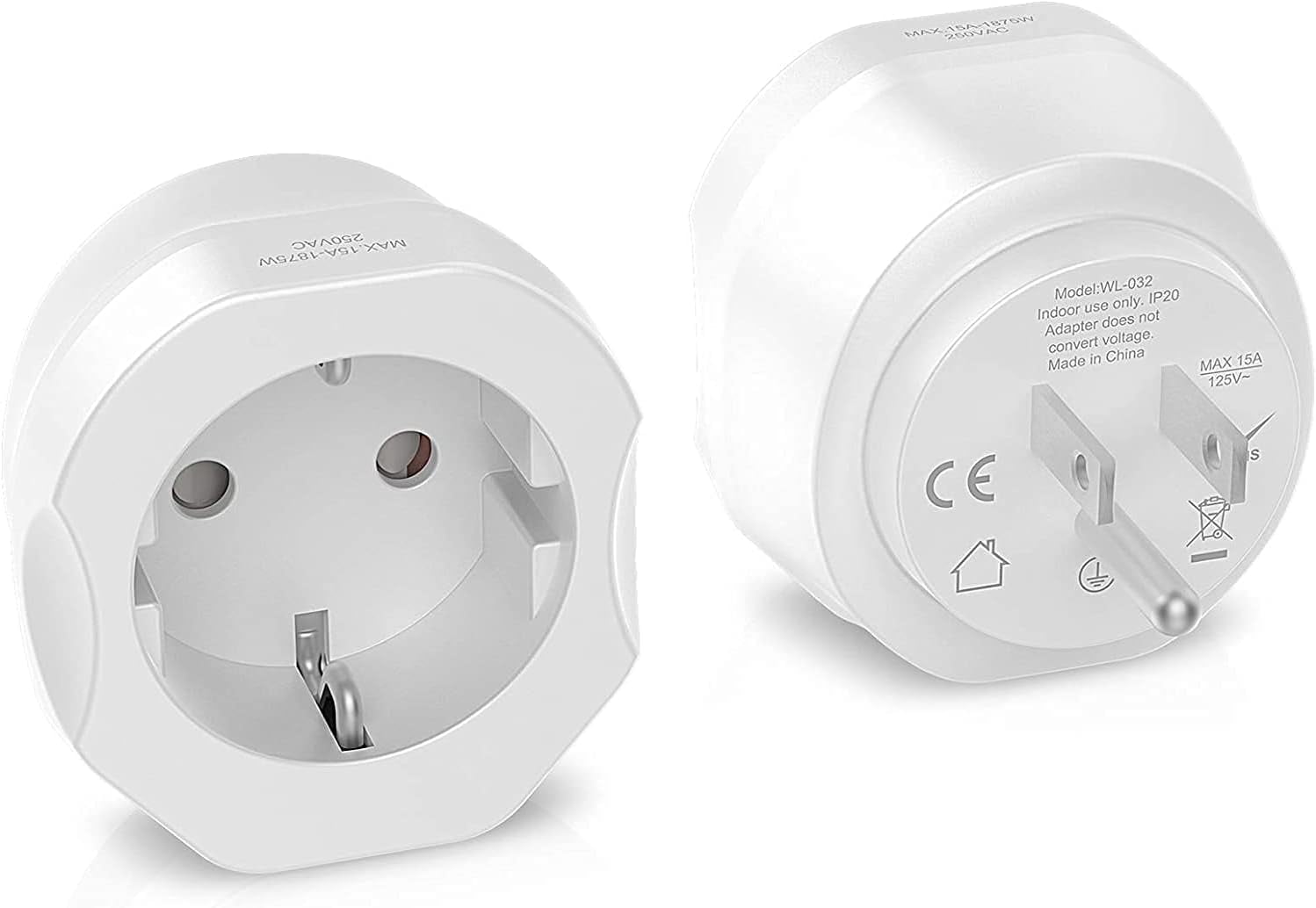 [2Pack] Europe to US Plug Adapter, European to US Plug Adapter, EU to