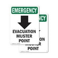 thumbnail image 1 of (2 Pack) Evacuation Muster With Symbol OSHA Emergency Sign 12 Inch X 18 Inch Indoor / Outdoor Rust-Free Aluminum Metal Signs for Workplace, Workshop, and Construction Site, Made in the, 1 of 8
