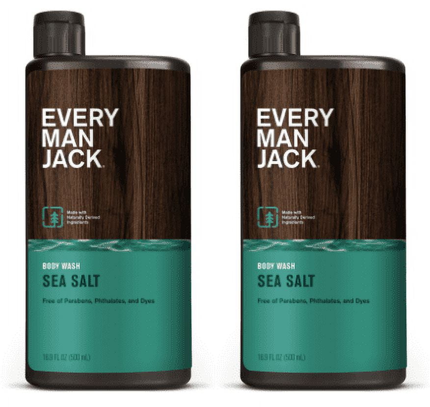 (2 Pack)Every Man Jack Sea Salt Hydrating Body Wash for Men, Naturally Derived, 16.9 oz