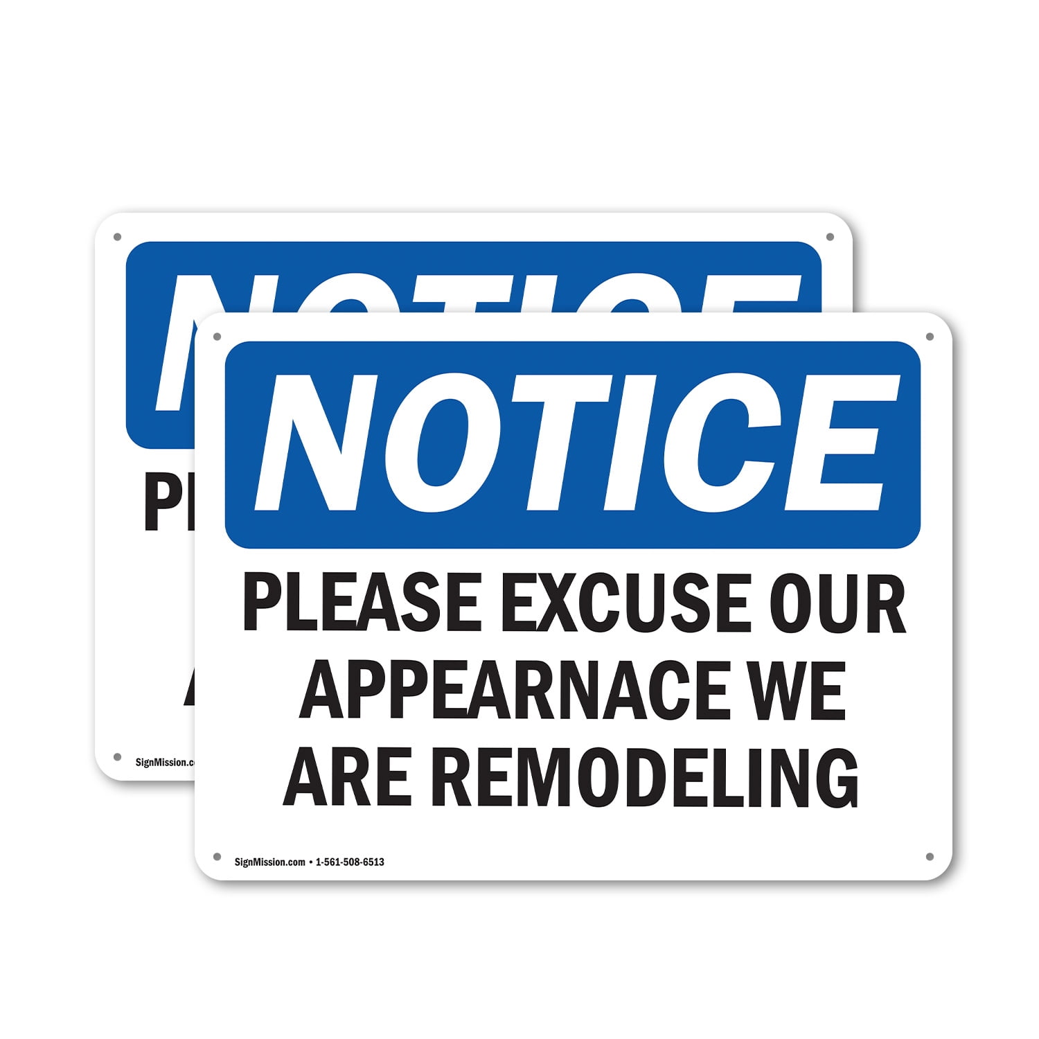 (2 Pack) Excuse Appearance We Are Remodeling OSHA Notice Sign 14 Inch X ...