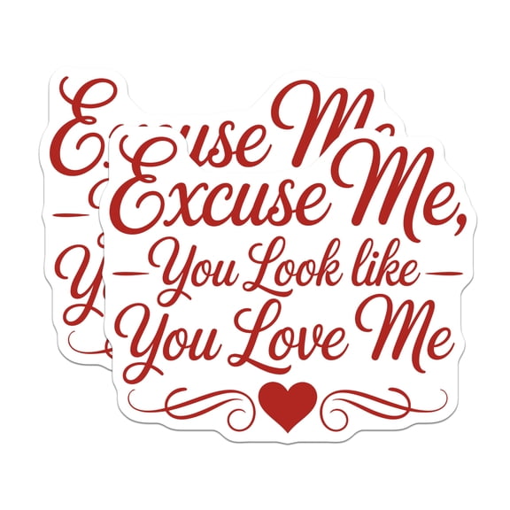(2 Pack) Excuse Me You Look Like You Love Me Magnets - Cute Flirty Refrigerator Decor - Romantic Saying Locker Accessory - 5 Inches On Longest Side - Thick Durable Magnet - Made in USA - MAG22091