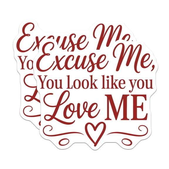 (2 Pack) Excuse Me You Look Like You Love Me Magnets - Romantic Quote Expression - Flirty Fridge Refrigerator Decor - 5 Inches On Longest Side - Thick Durable Magnet - Made in USA - MAG21774