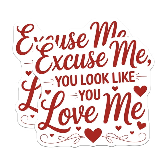(2 Pack) Excuse Me You Look Love Me Magnets - Flirty Quote Magnet - Romantic Love Message Decor - Couple's Valentine Item - 5 Inches On Longest Side - Thick Durable Magnet - Made in USA - MAG22228