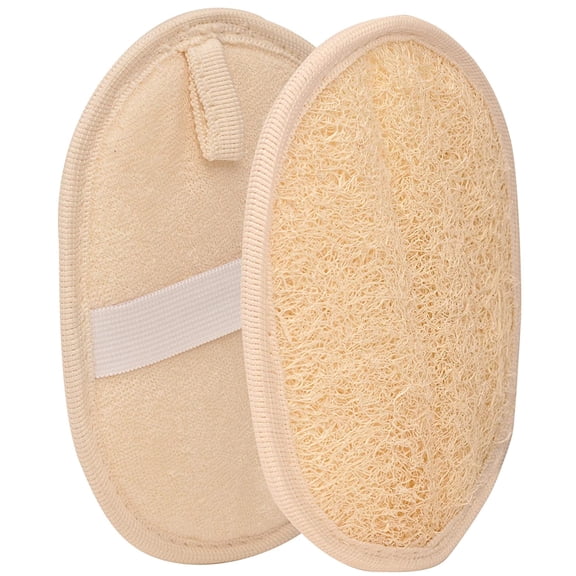 2 Pack Exfoliating Shower Loofah Sponge Pads, Body Scrubber for Men Women Removing Dead Skin, Made with Natural Luffa and Terry Cloth, Loofahs Mesh Pouf Body Glove for Bath Spa