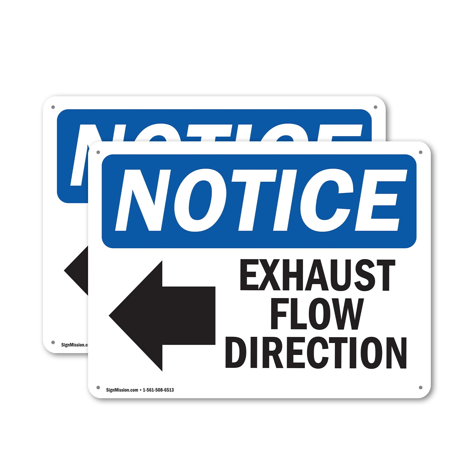 (2 Pack) Exhaust Flow Direction [Left Arrow] OSHA Notice Sign 18 Inch X ...