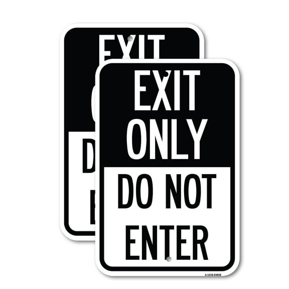 (2 Pack) Exit Only Do Not Enter 1 | 12" X 18" Heavy-Gauge Aluminum Sign | Rust Free Aluminum, Weather Resistant, Waterproof, Fade Resistant, 2 Pre-drilled Holes