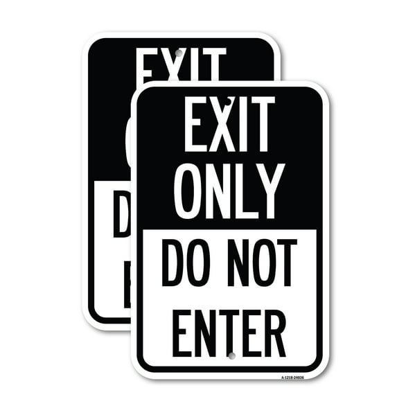 (2 Pack) Exit Only Do Not Enter 1 | 18" X 24" Heavy-Gauge Aluminum Sign | Rust Free Aluminum, Weather Resistant, Waterproof, Fade Resistant, 2 Pre-drilled Holes