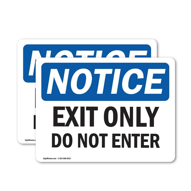(2 Pack) Exit Only Do Not Enter OSHA Notice Sign 5 Inch X 3.5 Inch Vinyl Label Decal Sticker Weather Resistant, UV Protected for Workplace, Business, and Construction Site, Made in the USA