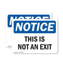 (2 Pack) This Is Not An Exit OSHA Notice Sign 5 Inch X 3.5 Inch Vinyl Label Decal Sticker Weather Resistant, UV Protected for Workplace, Business, and Construction Site, Made in the USA
