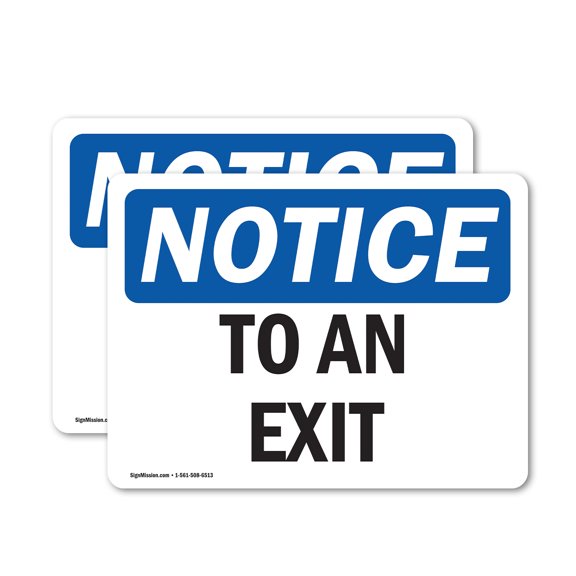 (2 Pack) To An Exit OSHA Notice Sign 5 Inch X 3.5 Inch Vinyl Label Decal Sticker Weather Resistant, UV Protected for Workplace, Business, and Construction Site, Made in the USA