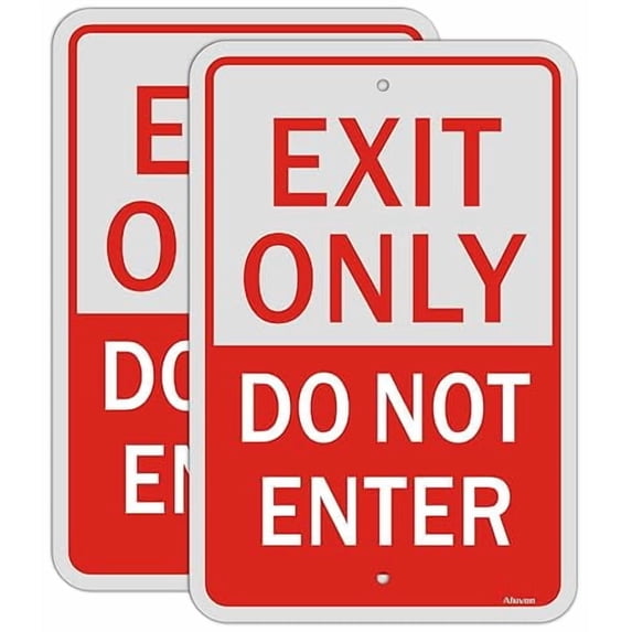 2 Pack Exit Only Do Not Enter Signs No Entry Metal Reflective Sign 12"x 8" Metal Aluminum Signs For Outdoor & Indoor