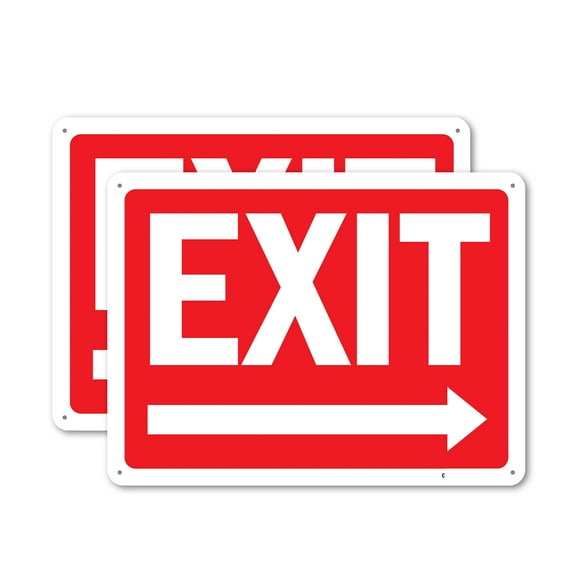 (2 Pack) Exit Right OSHA ANSI Sign 18 Inch X 12 Inch Plastic Sign, Weather Resistant, UV Protected for Workplace, Business, and Construction Site, Made in the USA