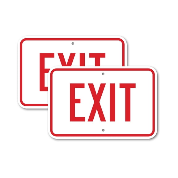(2 Pack) Exit Sign Exit with Up Arrow | 18" X 24" Heavy-Gauge Aluminum Sign | Rust Free Aluminum, Weather Resistant, Waterproof, Fade Resistant, 2 Pre-drilled Holes