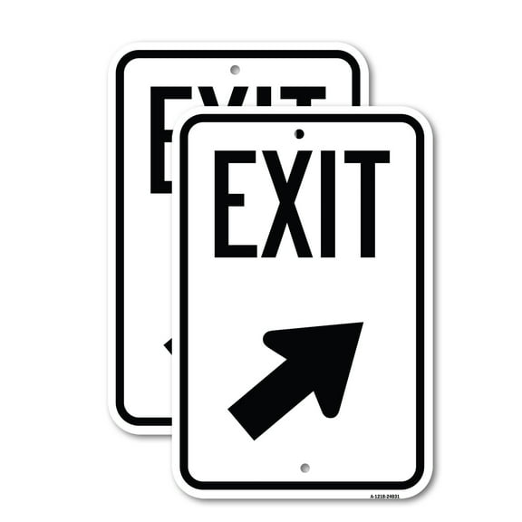 (2 Pack) Exit Sign Exit with Right Arrow | 12" X 18" Heavy-Gauge Aluminum Sign | Rust Free Aluminum, Weather Resistant, Waterproof, Fade Resistant, 2 Pre-drilled Holes