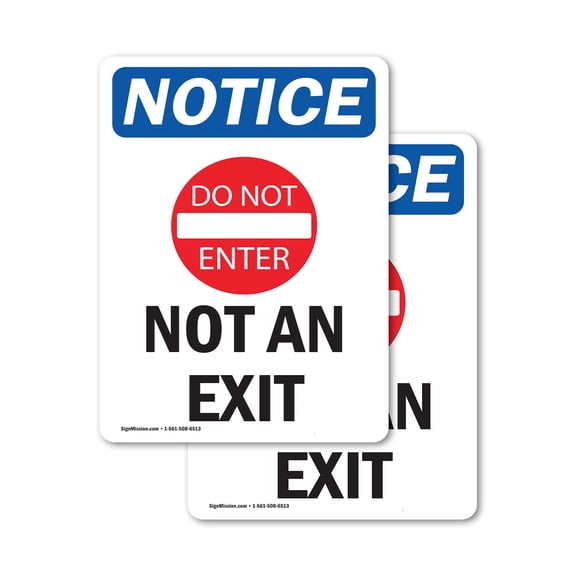 (2 Pack) Not An Exit Sign With Symbol OSHA Notice Sign 5 Inch X 3.5 Inch Vinyl Label Decal Sticker Weather Resistant, UV Protected for Workplace, Business, and Construction Site, Made