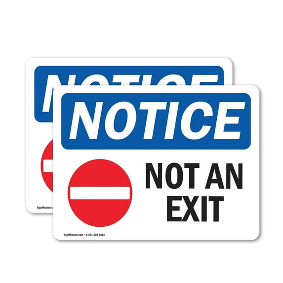 (2 Pack) Not An Exit Sign With Symbol OSHA Notice Sign 7 Inch X 5 Inch Vinyl Label Decal Sticker Weather Resistant, UV Protected for Workplace, Business, and Construction Site, Made in the USA