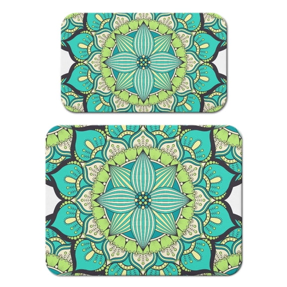 2 Pack Exotic Cultural Coffee Bar Mat - Zen Meditation Pattern, 4-Layer Heat & Water-Resistant Mat