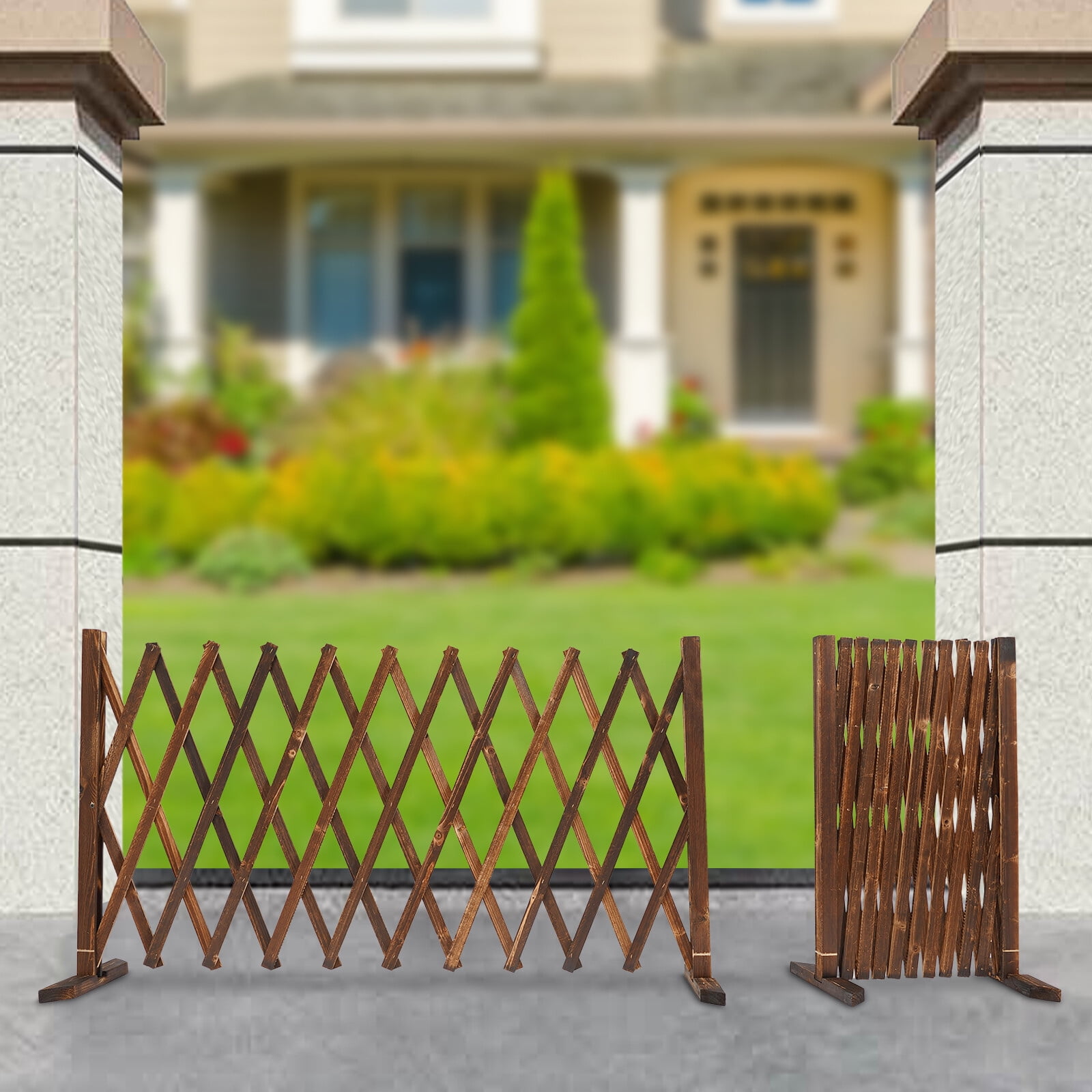 2 Pack Expandable Freestanding Wood Garden Trellis Fence Plant Screen ...