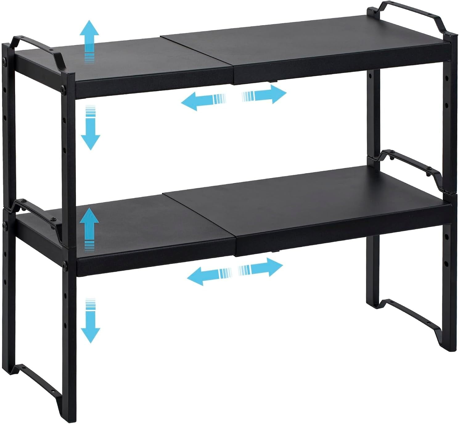 Small Stackable Shelf 2 Pack Expandable Kitchen Cabinet Shelves Organizers, Stackable ...