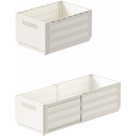 2 Pack Expandable Plastic Storage Boxes, Multi-Purpose Folding Organizer, Drawer Storage Divider For Bedroom, Kitchen And Snack Storage (L)