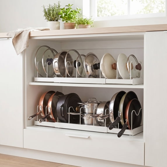 2 Pack Expandable Pot and Pan Lid Organizer for Cabinet, 22 Inch Food ...