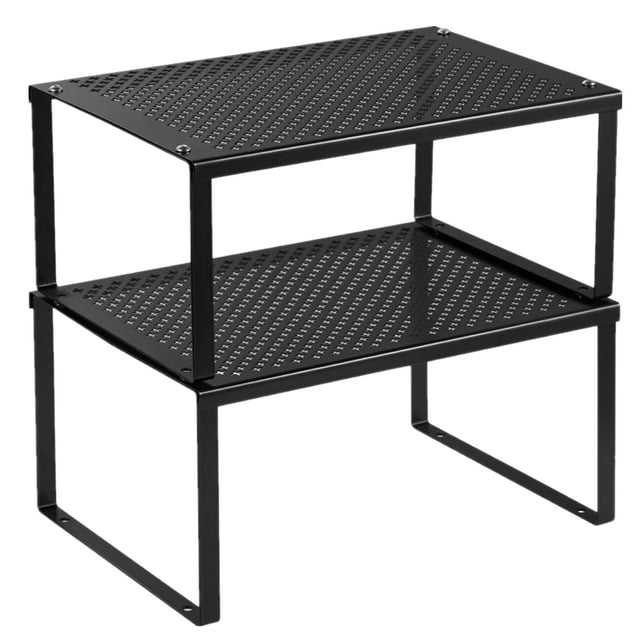 2 Pack Expandable Stackable Black Counter Storage for Kitchen