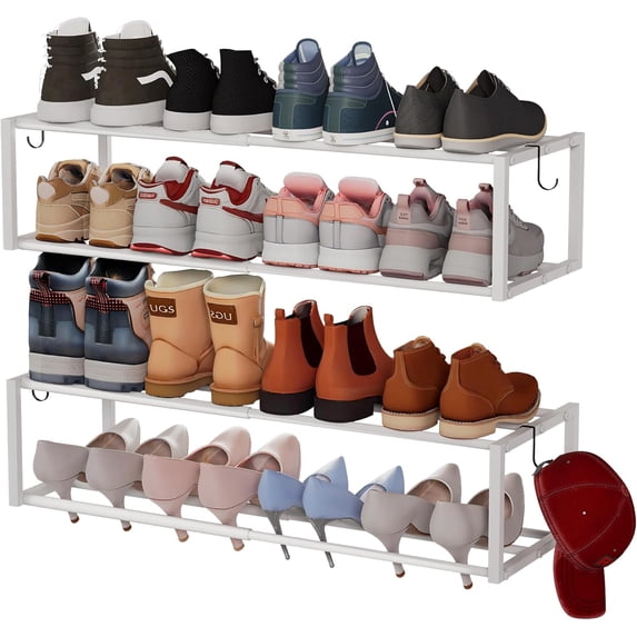 Shoe Saving Rack 2 Pack Expandable Wall Mounted Shoe Rack, 17