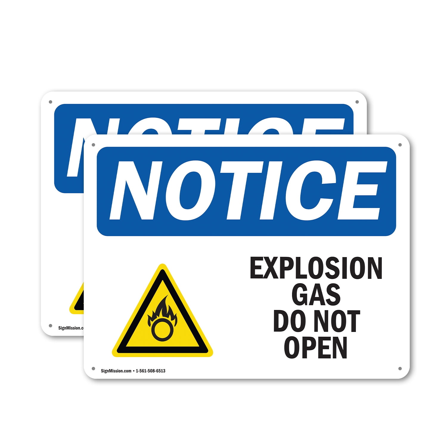 (2 Pack) Explosive Gas Do Not Open OSHA Notice Sign 18 Inch X 12 Inch ...