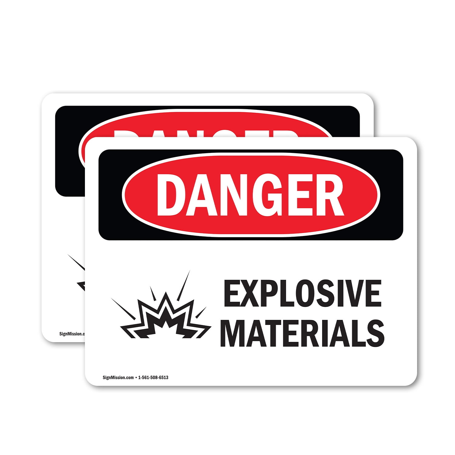 (2 Pack) Explosive Materials OSHA Danger Sign 24 Inch X 18 Inch Vinyl ...