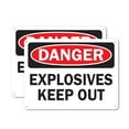 thumbnail image 1 of (2 Pack) Explosives Keep Out OSHA Danger Sign 14 Inch X 10 Inch Plastic Sign, Weather Resistant, UV Protected for Workplace, Business, and Construction Site, Made in the USA, 1 of 8