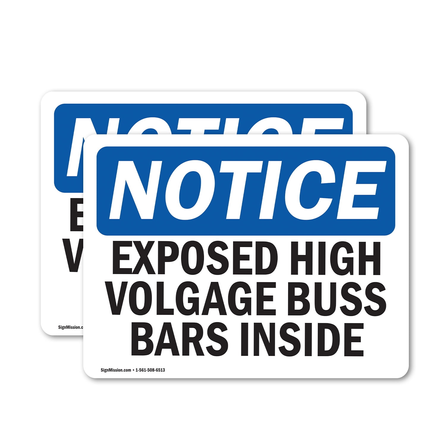 (2 Pack) Exposed High Voltage Buss Bars Inside OSHA Notice Sign ...