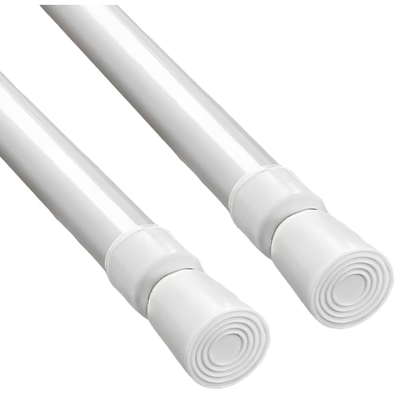 2 Pack Extendable Curtain Poles, 60110 cm Adjustable Shower Curtain Pole, No Drilling White Curtain Poles with Spring Loaded Tension, Suitable for bathrooms, windows and wardrobes