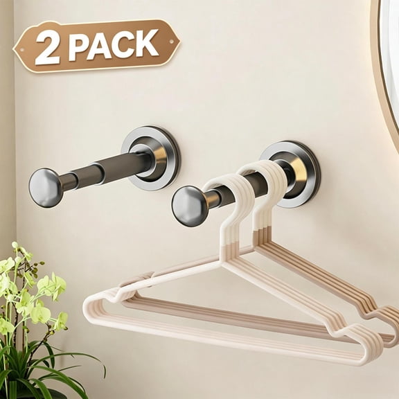2 Pack Extendable Hanger Organizer Rack, Telescopic Plastic Hanger Stacker, Space Saving Suction Cup Hanger Storage Holder for Washer Dryer,Black