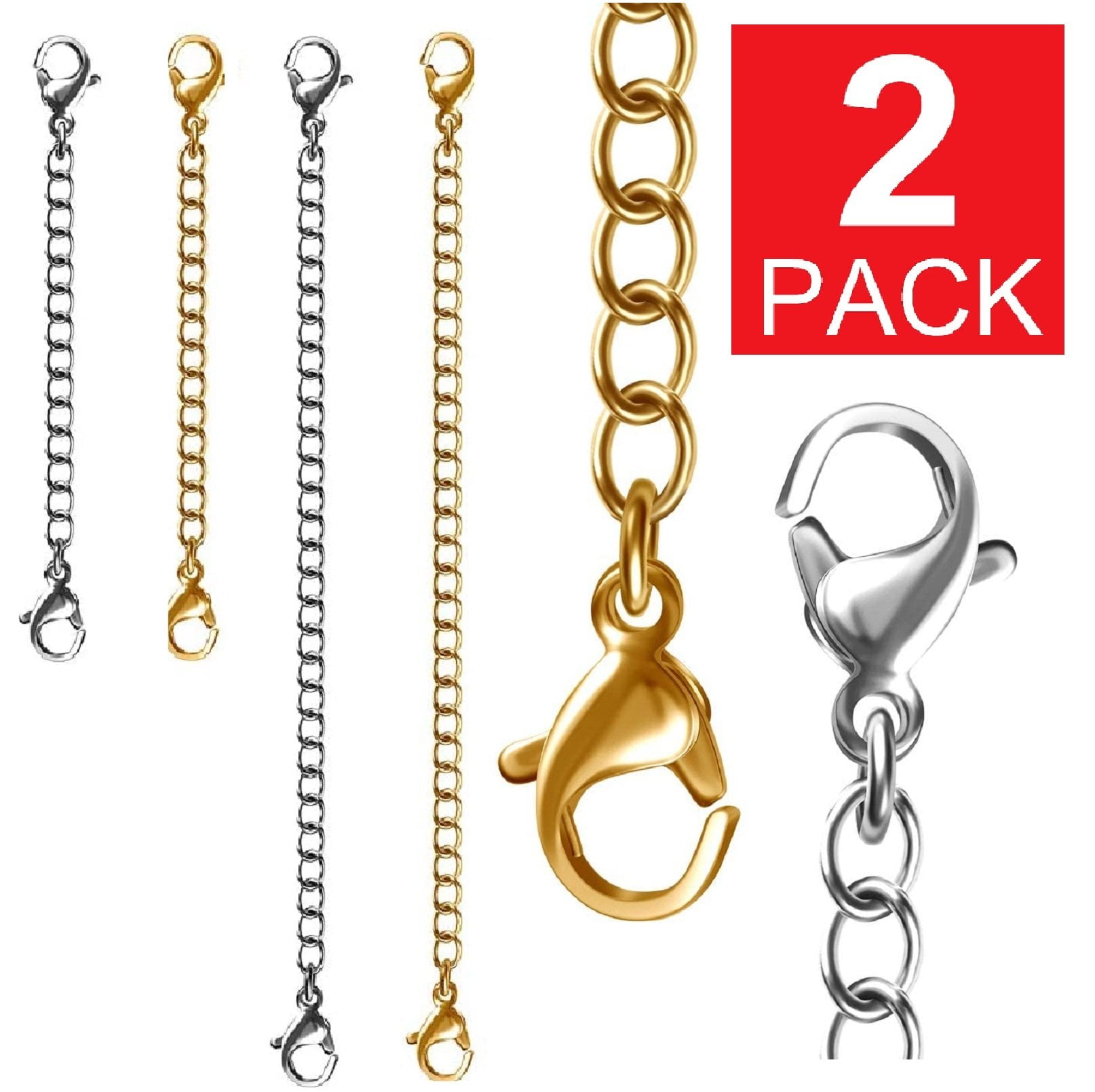 3PCS Gold Necklace Extender Gold Chain Extenders for Necklaces Delicate  Necklace Extender Chain Set Gold Chain Extender with Double Sided Claps