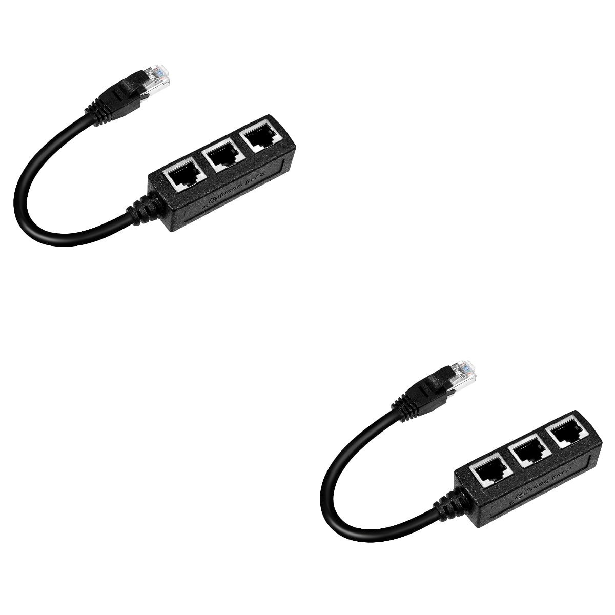 2 Pack Extension Cord Splitter Cable Lan Splitter 1 to 3 Network Splitter Lan