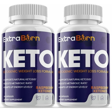 (2 Pack) Extra Burn Keto - Supplement for Weight Loss - Energy & Focus Boosting Dietary Supplements for Weight Management & Metabolism - Advanced Fat Burn Raspberry Ketones Pills - 120 Capsules