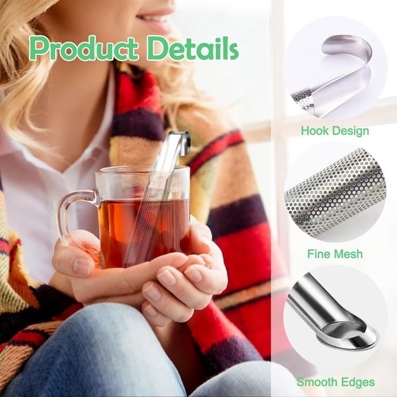 2 Pack Extra Fine Mesh Tea Infusers Stainless Steel Long Handle Loose Tea Steeper Coffee Spices Filter
