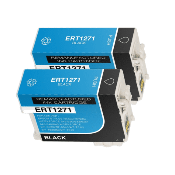 2 Pack Extra High-Yield Black Ink Cartridge For Epson 127 1271 Compatible with Epson WorkForce 545 630 633 635 645 840 845 3520 3540 60 7010 7510 7520 Stylus NX530 625