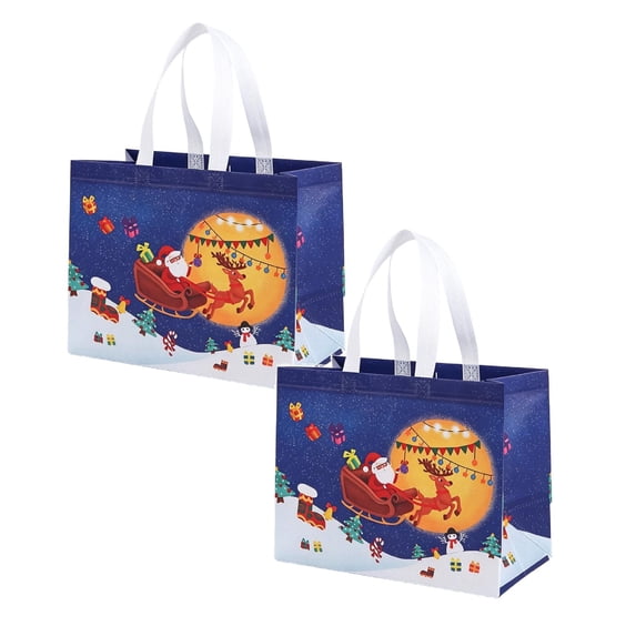 2 Pack Extra Large Christmas Gift Bags, Non-Woven Tote Bags with Handles, Reusable Holiday Shopping and Gift Packaging Bags, Dark Blue
