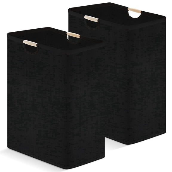 Jeoa Laundry Basket, Clothes Hamper with Handles,Design for Bathroom,College Dorm&Laundry(72Lx2Pack,Black)