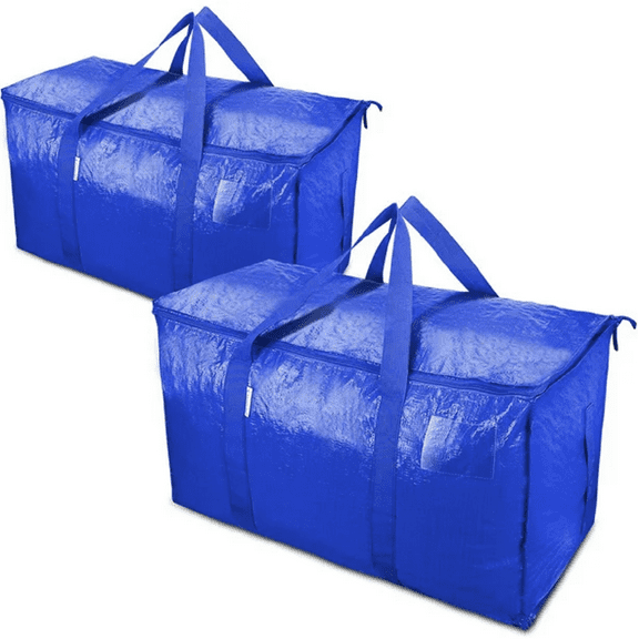 2 Pack Extra Large Moving Bags with Zippers & Carrying Handles, Heavy-Duty Storage Tote for Space Saving Moving Storage